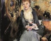 Miss Reubell Seated in Front of a Screen - 约翰·辛格·萨金特